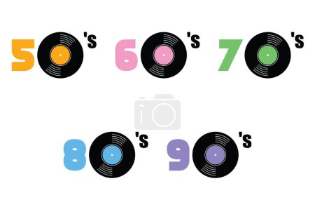 Illustration for Music of fifties, sixties, seventies, eighties and nineties - Royalty Free Image