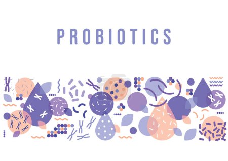 Téléchargez les illustrations : Probiotiques bactéries vecteur conception. Concept de conception avec des bactéries probiotiques Lactobacillus. Conception avec ingrédient nutritionnel sain prébiotique - en licence libre de droit