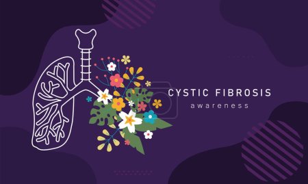 Ilustración de Fibrosis quística. Pulmón y flores. Concepto médico - Imagen libre de derechos