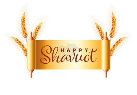 Ilustración de Feliz Shavuot. Trigo. Vacaciones judaicas Shavuot. Guirnalda festiva lindo feliz Shavuot - Imagen libre de derechos
