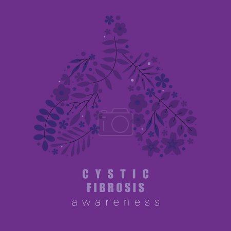 Ilustración de Fondo de conciencia de fibrosis quística con pulmones y flores - Imagen libre de derechos