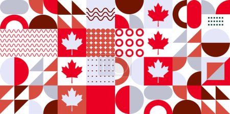 Ilustración de Fondo del día de Canadá con hojas de arce. Fondo de celebración del Día de Victoria en Canadá. 1 de julio diseño nacional de vacaciones. Celebración del día canadiense - Imagen libre de derechos