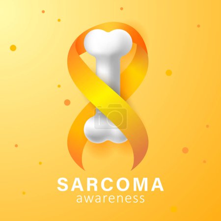 Ilustración de Conocimiento del sarcoma. Cinta amarilla y conciencia ósea - Imagen libre de derechos