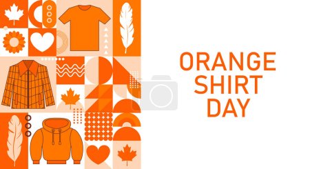 Ilustración de Orange shirt day in honor of the indigenous Canadian children against all forms of racism - Imagen libre de derechos