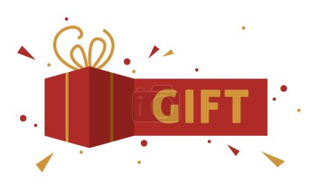 Illustration for Gift paper sign. Wonder gift, delight present, surprise, gift box, special give away package, loyalty program reward. Extra Bonus. Earn reward, redeem gift, win present - Royalty Free Image
