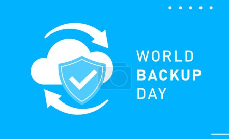 World backup day vector illustration. Cloud technology. Business technology cloud server security. Online storage backup. Online Cloud computing. Computer data, storage, remote backup service