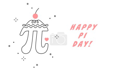 Illustration for Happy Pi Day. Vector illustration. Happy Pi Day! Celebrate Pi Day. Mathematical constant. March 14th. 3.14. Ratio of a circles circumference to its diameter. Constant number Pi cake - Royalty Free Image