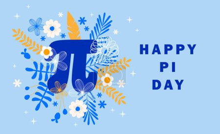 Illustration for Happy Pi Day! Celebrate Pi Day. Mathematical constant. March 14th. 3,14. Ratio of a circles circumference to its diameter. Constant number Pi - Royalty Free Image
