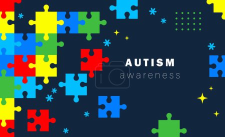 Ilustración de Día mundial de la conciencia del autismo. Coloridos rompecabezas vector de fondo. Símbolo del autismo. Ilustración médica. Asistencia sanitaria - Imagen libre de derechos