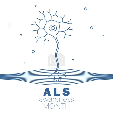 Mes de la conciencia de ALS. Ilustración del vector muscular y neuronal