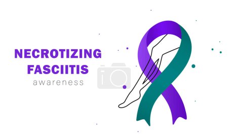Necrotizing Fasciitis Awareness Day. Ribbon and leg vector illustration. Treatment and prevention. Medicine and health concept