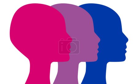 Illustration for Bisexual people. Bisexual pride flag colors. Bisexuality icon vector. Bisexual pride flag symbol. Bisexuality symbol - Royalty Free Image