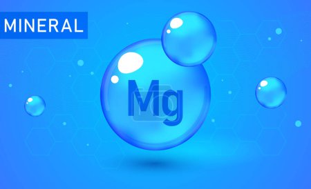 Mineral Mg Magnesium blue shining pill capsule icon. Mineral Mg Magnesium sign. Mineral Vitamin complex. Mineral Mg Magnesium symbol. Shining cyan substance drop. Meds for heath ads