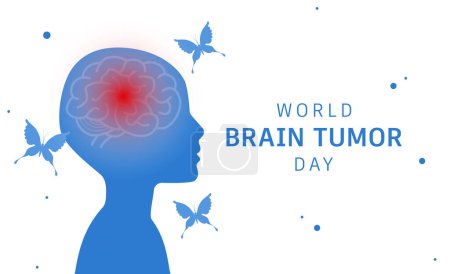 Día Mundial del Tumor Cerebral. Cerebro y mariposa. Tratamiento y prevención de tumores cerebrales. Concepto de medicina y salud