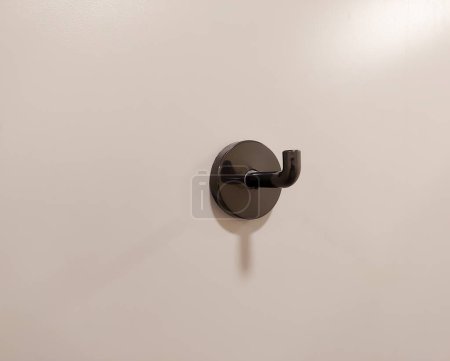 Hook or hanger behind the door of a washroom toilet or trail room for hanging cloths.