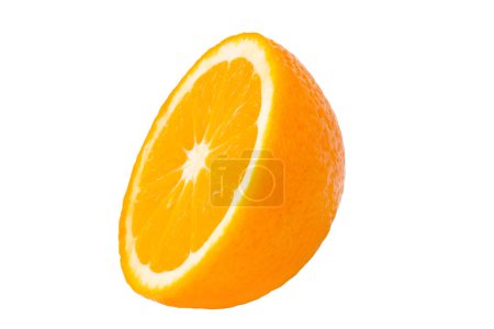 Téléchargez les photos : Fresh juicy orange cut in half. Isolated on white background. - en image libre de droit