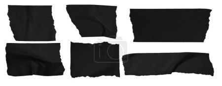 Téléchargez les photos : Ensemble de morceaux de ruban de papier noir sur fond blanc. - en image libre de droit