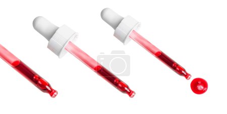 Photo for Set.Pipette with red liquid acids, or serum. On a blank background - Royalty Free Image