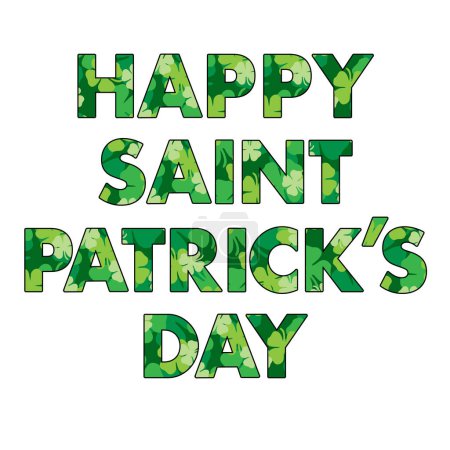 Illustration for Happy Saint Patricks day shamrock pattern typography - Royalty Free Image