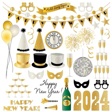 Illustration for New Years Eve 2024 Vector Graphic Illustrations - Royalty Free Image