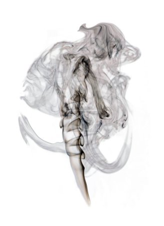 Téléchargez les photos : Fine art photo abstraite de formes floues de fumée sur fond blanc. - en image libre de droit