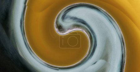 abstrakte Yin-Yang-Symbolkomposition, dynamische Spiralen, Farben und Texturen, Yin und Yang stehen im Dienste des Tao,