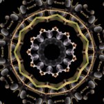 kaleidoscope of opium buds,   abstract composition of geometric figures forming a kaleidoscopic arrangement,