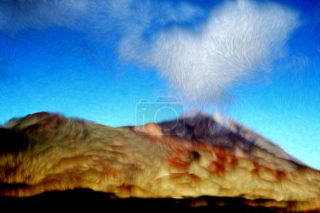 Téléchargez les photos : Photo peinture, photo illustrée, avec effet peinture à l'huile relief, le volcan Teide, Îles Canaries, - en image libre de droit