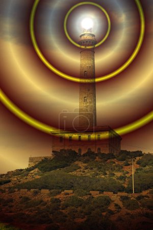 The lighthouse of divine light, the light of energy, the light of love and the light of intelligence.The lighthouse that guides us in the search for personal fulfillment.hypnotic image for meditatio