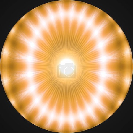 Mandala der Sonne, Sonnenlicht, Licht mit Substanz, Mandala zur Meditation, Unterbrechung des inneren Dialogs, kreisförmige abstrakte Komposition