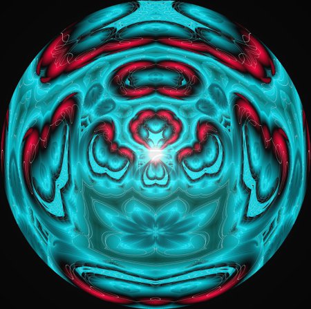 mandala de froid et de chaleur, de contraste basique, bleu et rouge, mandala de méditation, arrêt du dialogue interne, composition abstraite circulaire