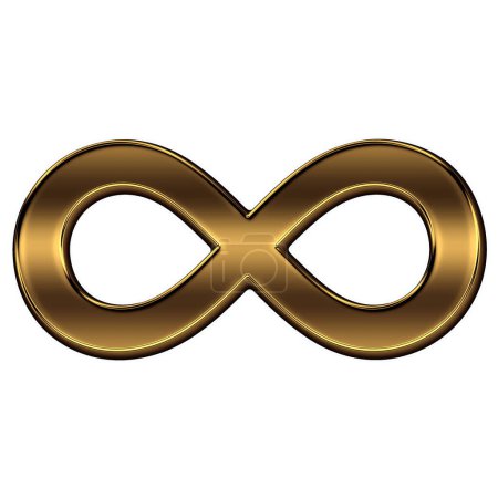 signe infini doré sur fond blanc, série de variations artistiques du signe mathématique de l'infini, représente le concept de l'infini. Ce symbole est aussi appelé lemniscate.