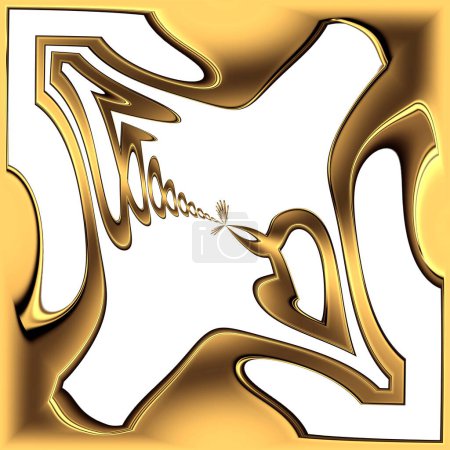 Die Dekonstruktion des goldenen Unendlichkeitssymbols auf weißem Hintergrund, eine Reihe künstlerischer Variationen des mathematischen Zeichens Unendlichkeit, repräsentiert das Konzept der Unendlichkeit. wird auch Lemniskate genannt.