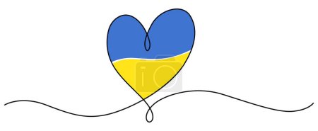 Ukrainische Flagge. Vektorillustration. Symbol des Friedens. Linienkunst.