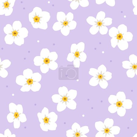 Nahtloses Muster mit weißen Blüten. Handgezeichnete Vektorillustration. Textur für Druck, Textil, Verpackung. Sommerlicher Hintergrund.