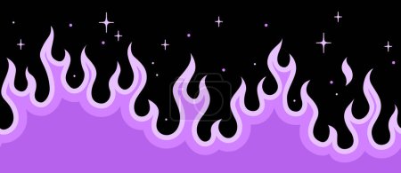 Modèle sans couture avec fraise violette. Fond vectoriel dessiné à la main. Illustration du feu. Silhouette de flamme.