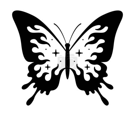 Papillon vecteur. Tatouage néo-tribal. Illustration dessinée à la main. Conception de tatouage noir.