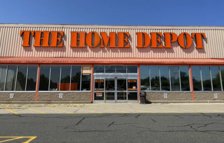 Photo for The Home Depot retailer storefront entrance, Danvers Massachusetts USA May 31 2023 - Royalty Free Image