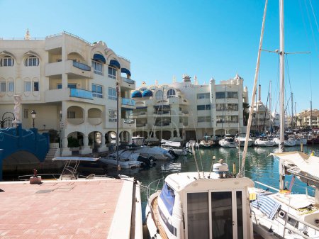 Photo for Benalmdena is a town on southern Spain's Costa del Sol, known for its beaches and Tivoli World theme park. The architecturally impressive Puerto marina has 1100 moorings for boats and an array of shops,There is also an Aquarium on the waterfront - Royalty Free Image