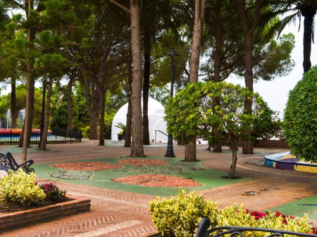 Photo for Public Garden in Mijas which is  one of the most beautiful `white` villages of the Southern Spain area called Andalucia. It is in the mountains above the coast.The village is built on the side of the mountain and is very picturesque. - Royalty Free Image