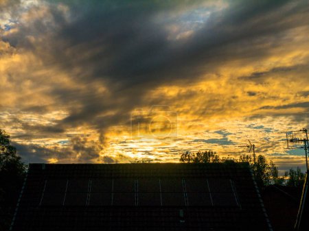 Photo for Dramatic sunset over Lancashire in the north of England in late august from my studio window - Royalty Free Image