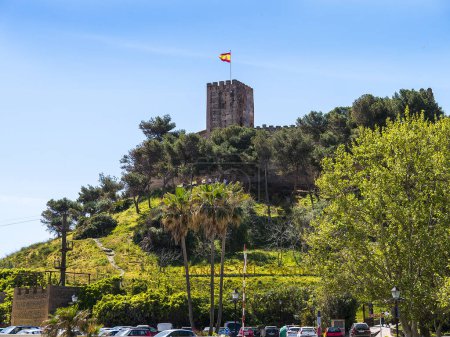 Photo for The Parque Fluvial in Fuengirola Spain and the Sohail Castle which is located right at the mouth of the Fuengirola River, on a small isolated hill In 485 the Castle was occupied by the Christian armies battling against the moors - Royalty Free Image