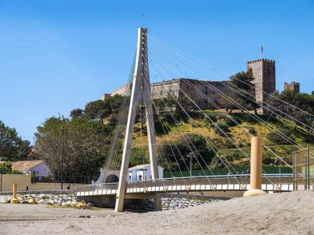 Photo for The Armada Bridge in the Parque Fluvial in Fuengirola Spain.Sohail Castle is located right at the mouth of the Fuengirola River, on a small isolated hill In 485 the Castle was occupied by the Christian armies battling against the moors - Royalty Free Image