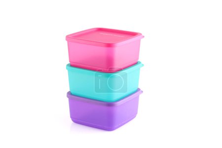 Colorful lunch box on white background