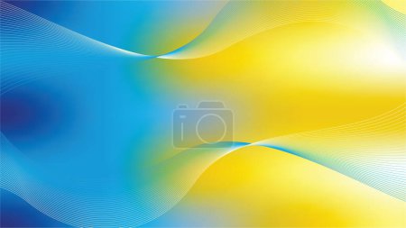 Ilustración de Modern hipster futuristic graphic abstract background. Yellow background with stripes. Vector abstract background texture design, bright poster, yellow and blue background banner Vector illustration. - Imagen libre de derechos