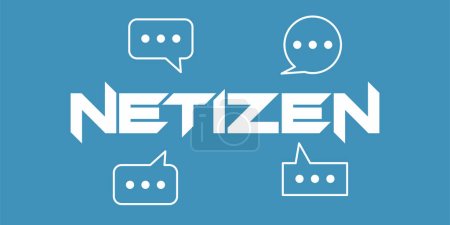 Illustration for Netizen word background vector illustration design. blue color illustration and comment box - Royalty Free Image
