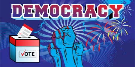 Ilustración de Voting vector illustration design in the spirit of the democratic party - Imagen libre de derechos