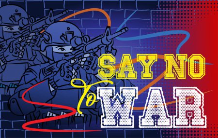 Illustration for "say no to war" illustration. vector banner design - Royalty Free Image