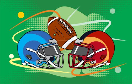 Téléchargez les illustrations : American football helmet and ball illustration design. vector - en licence libre de droit