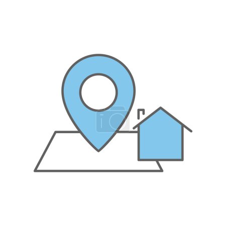 Illustration for Map icon illustration with house. suitable for location icon. Two tone icon style. icon related to construction. Simple vector design editable - Royalty Free Image